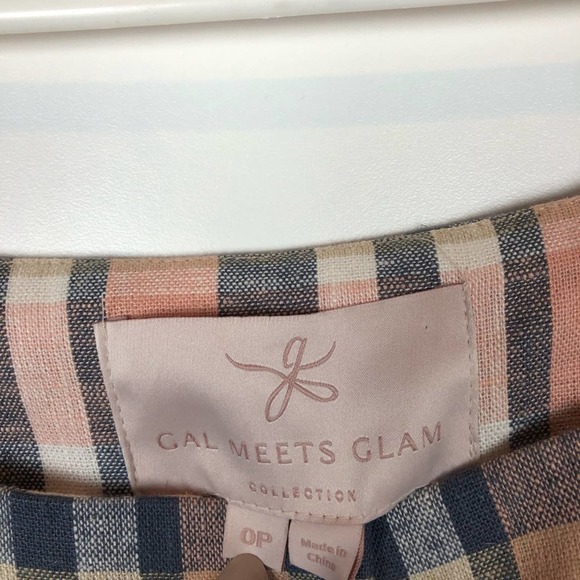 Gal Meets Glam Peyton Linen Plaid Dress. - Picture 5 of 12